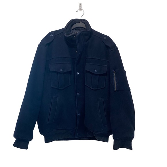 Jordan Craig Black Wool Blend Coat Men's XL